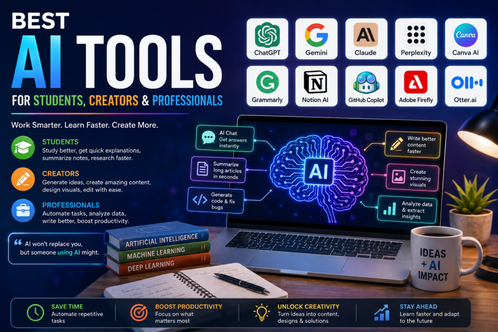 Best AI Tools for Students, Creators & Professionals